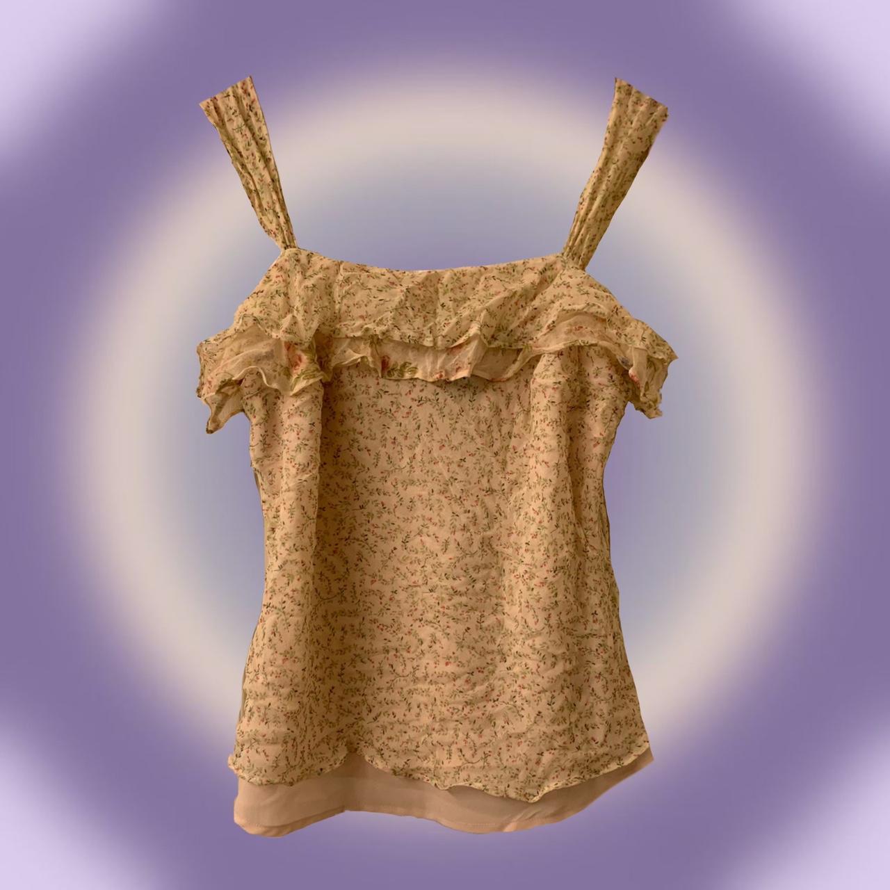 Express Women's Cream and Pink Veststankscamis Depop