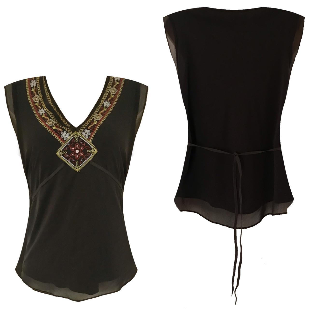 Dorothy Perkins Women's Green and Yellow Vest Depop