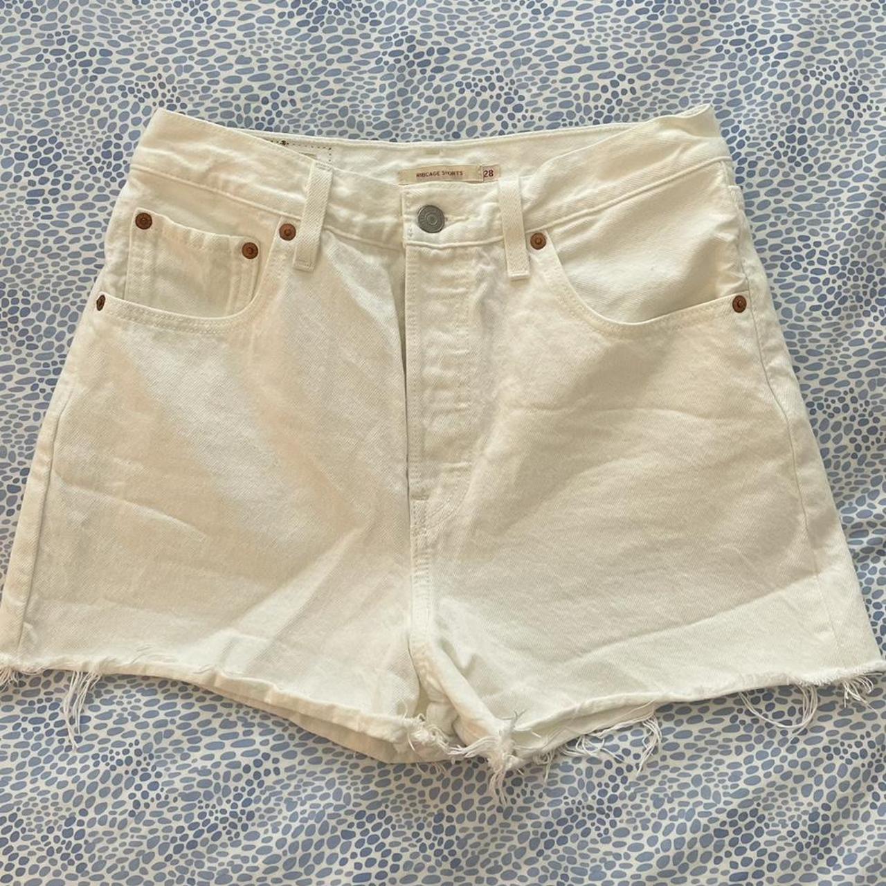 Levi S Ribcage White Denim Shorts Excellent Depop   P0 