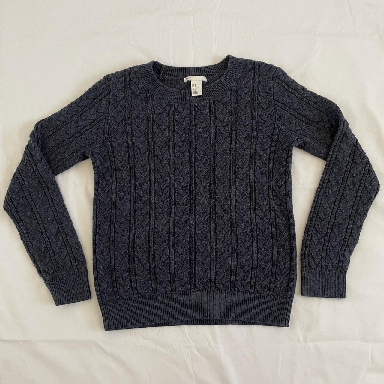 navy/grey knit sweater from h&m size small strong... - Depop