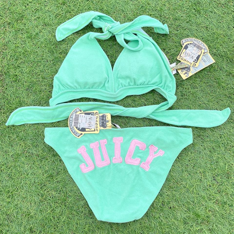 Juicy Couture green terry cloth bikini size Depop