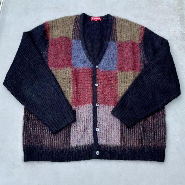 Supreme Brushed Grid Cardigan XL Black Brand New - Depop