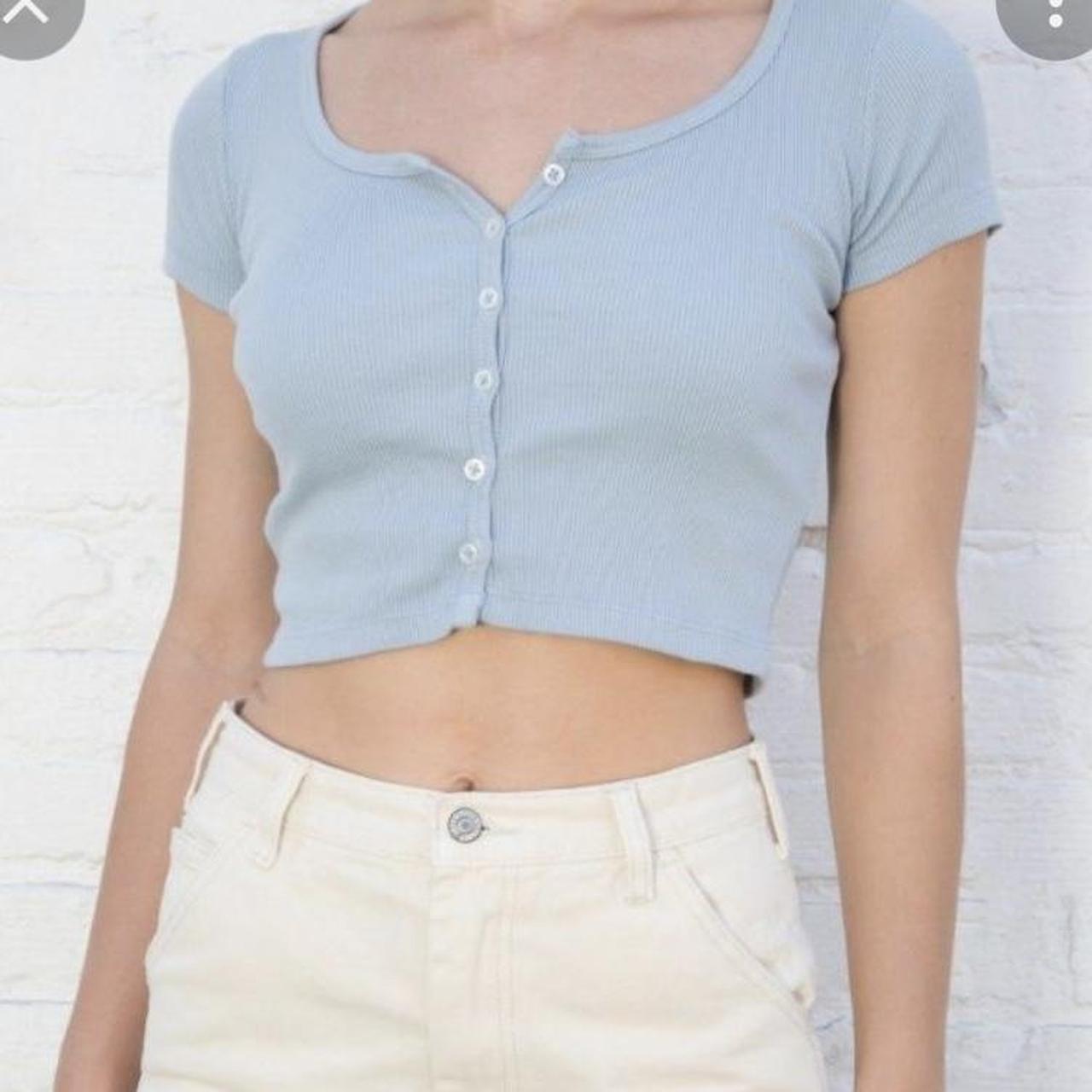 Brandy Melville Top Light Blue Crop Top Worn A... - Depop