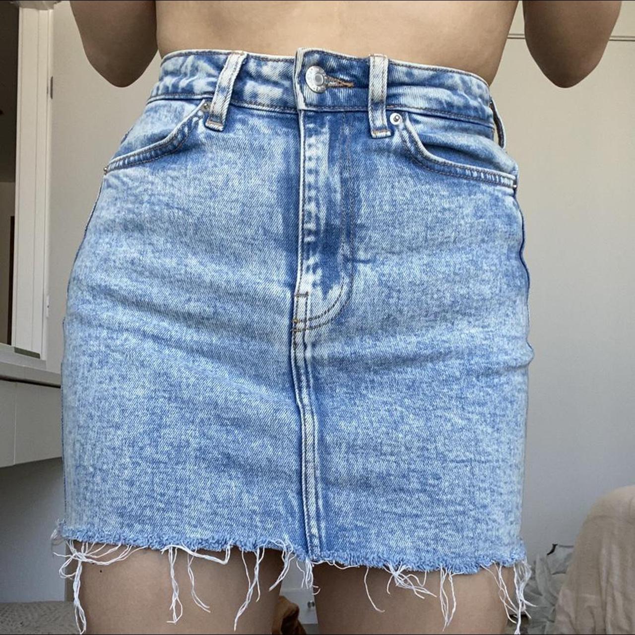 BERSHKA HIGH WAISTED DENIM SKIRT! Bought in Madrid... - Depop