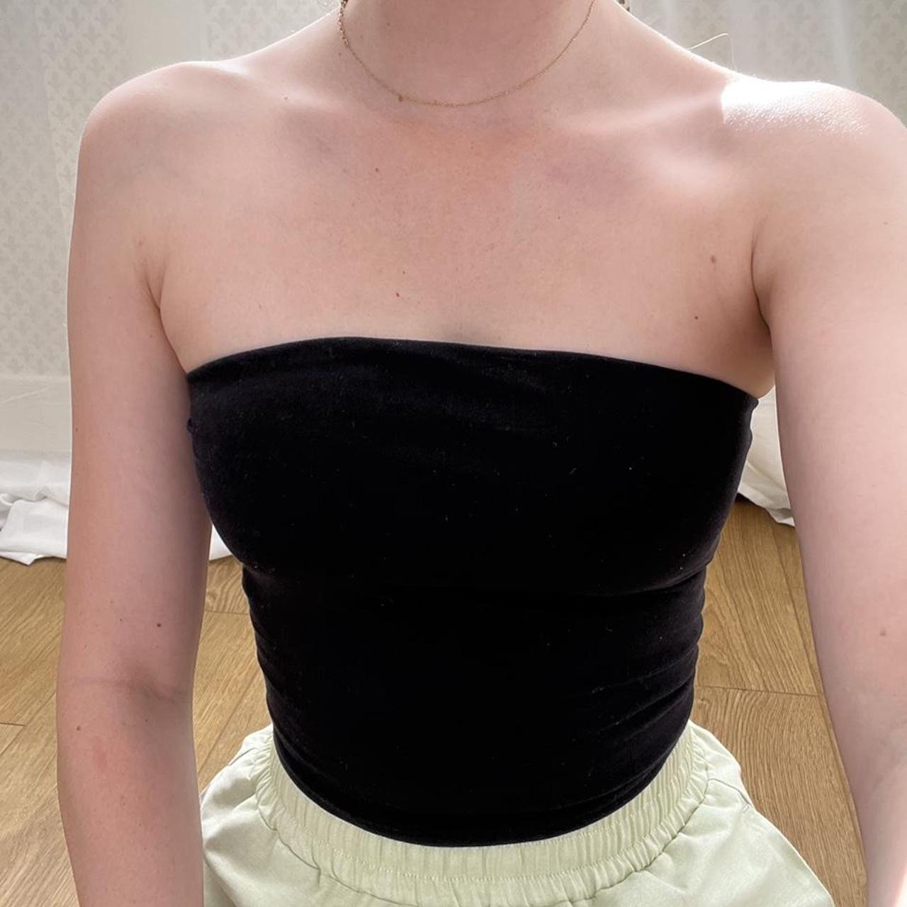 Black urban outfitters tube top with built in bra - Depop