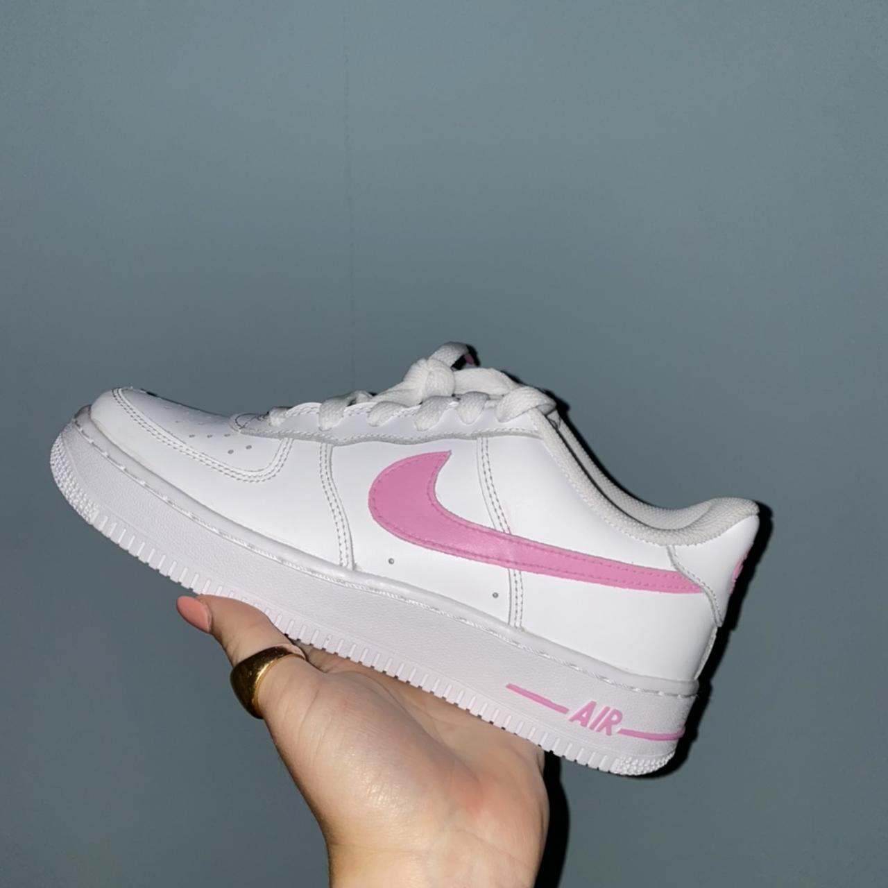 Custom pink swoosh Air Force 1 airforce1. Depop