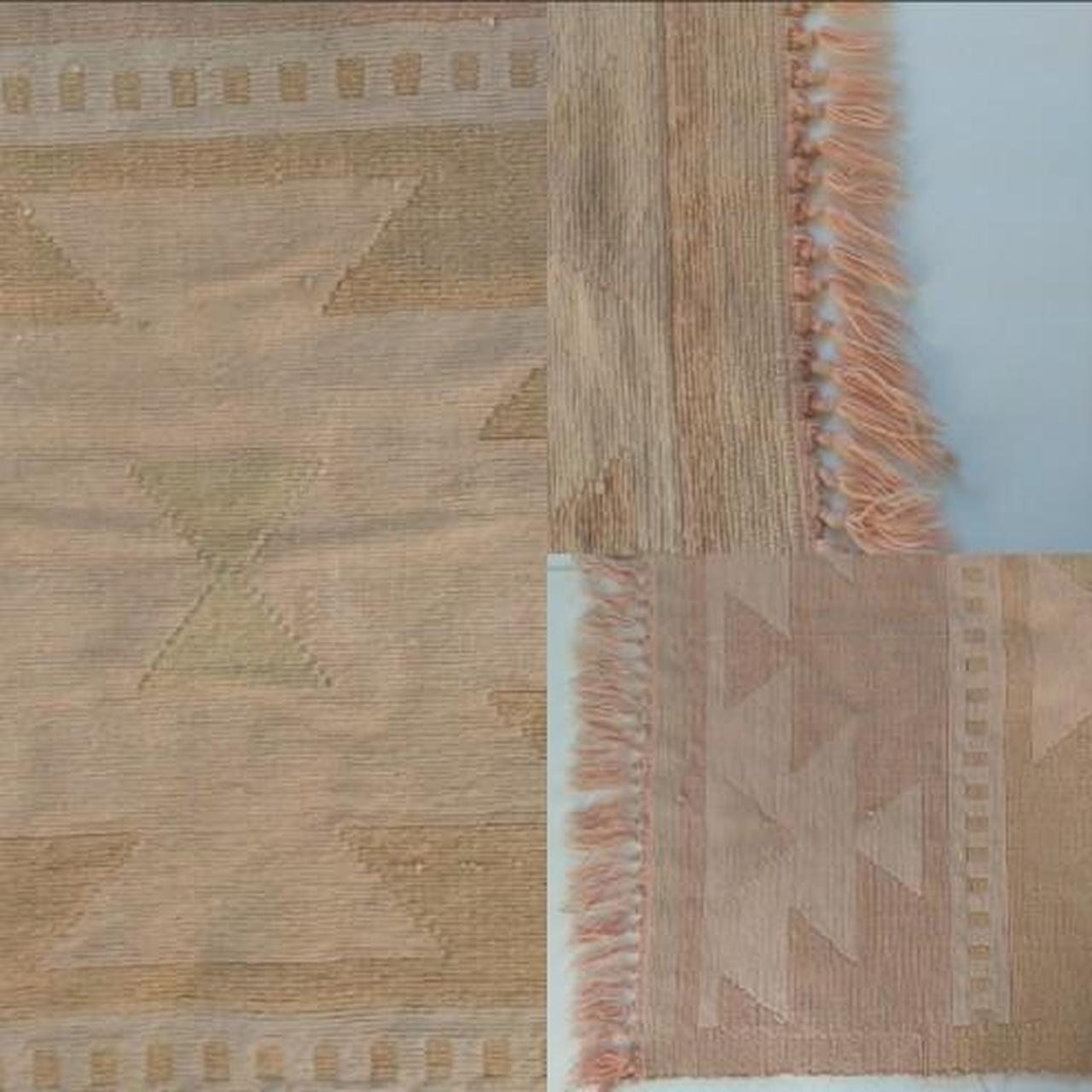 Vintage 80s woven cotton reverse pattern throw rug... - Depop