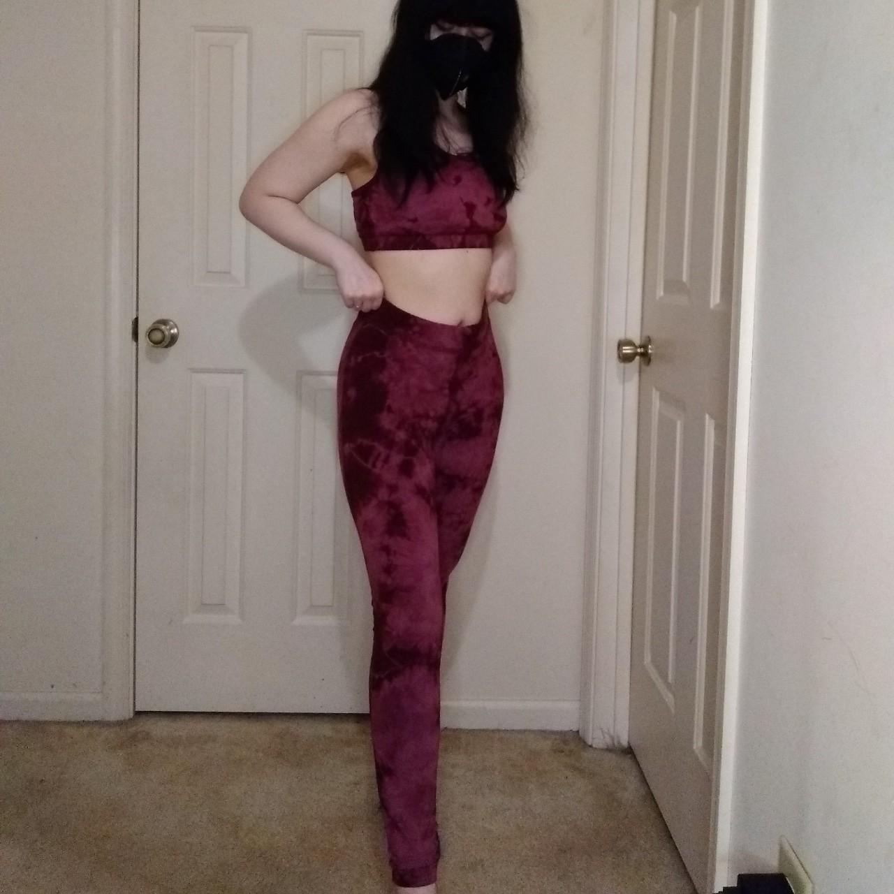 Maroon tie dye matching exercise set Never been... Depop