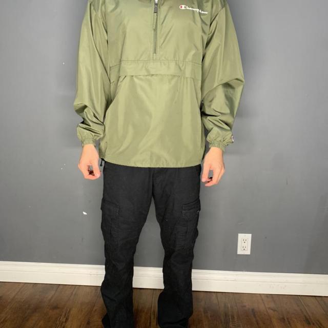 olive green champion windbreaker