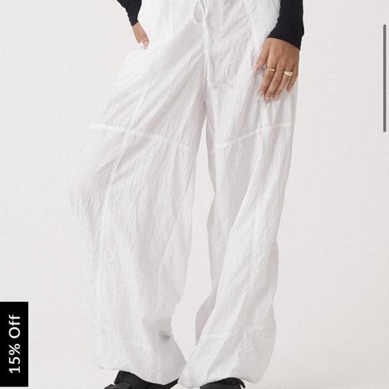 motel rocks parachute pants in white literally... - Depop