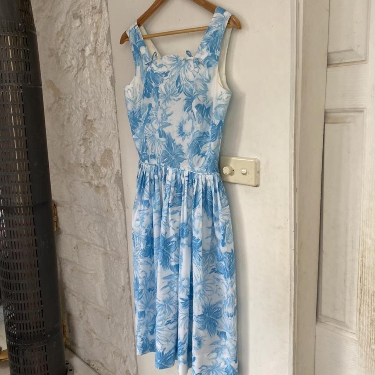 Stunning vintage 50’s style dress in blue and white... - Depop