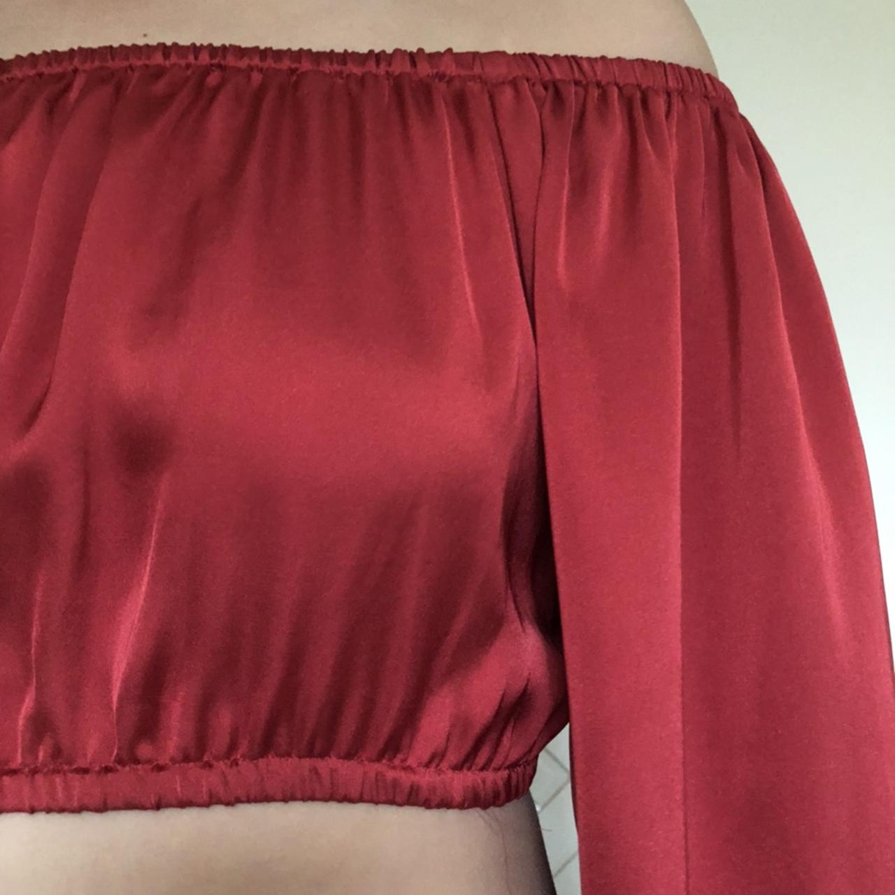 SATIN RED OFF SHOULDER The easiest top to wear that... - Depop