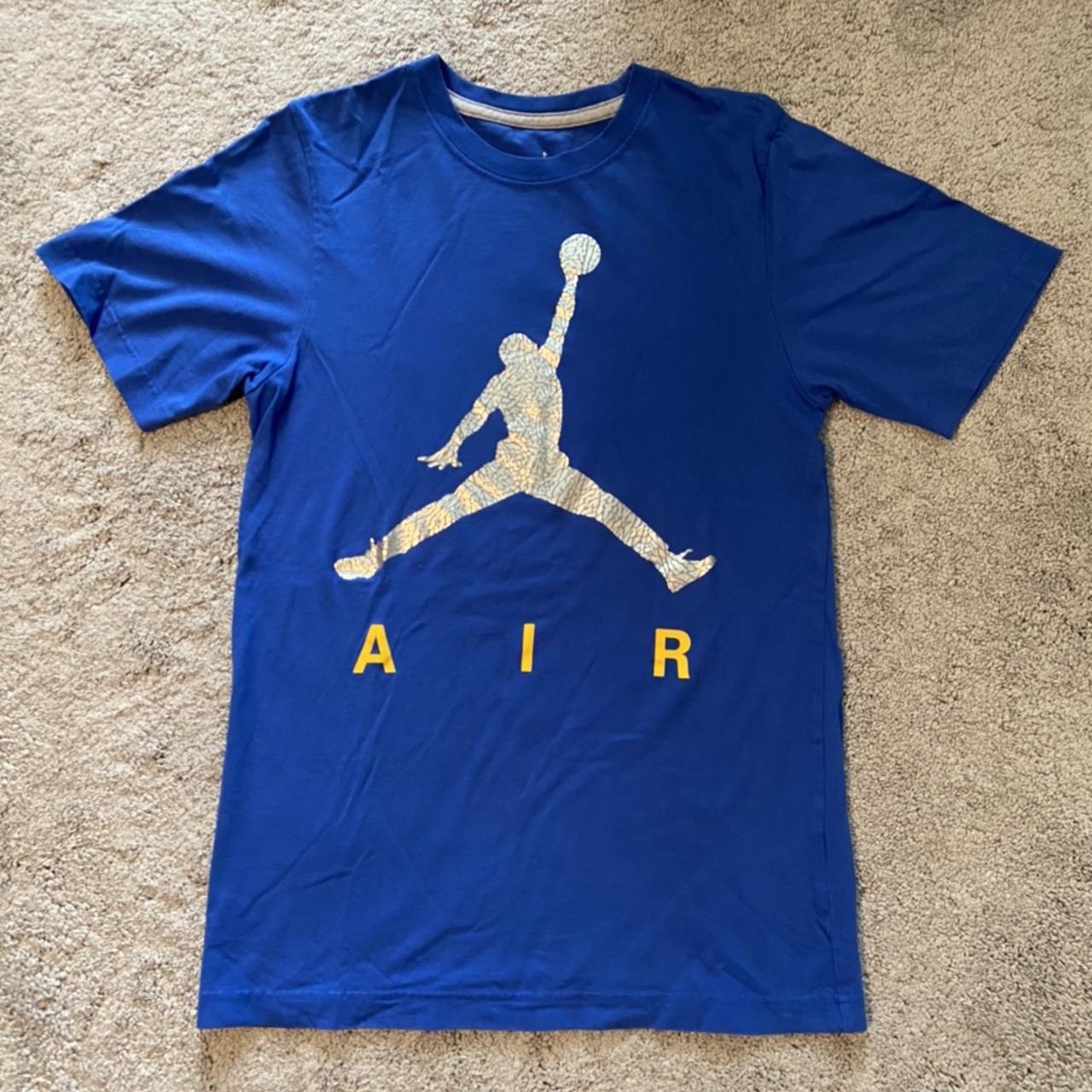 Jordan blue and yellow on sale shirt