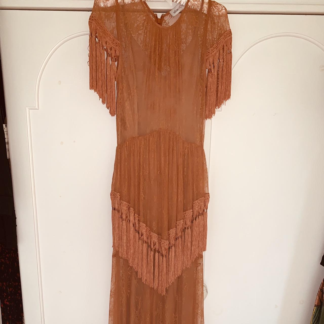 Alice McCall lace and fringe dress in burnt orange