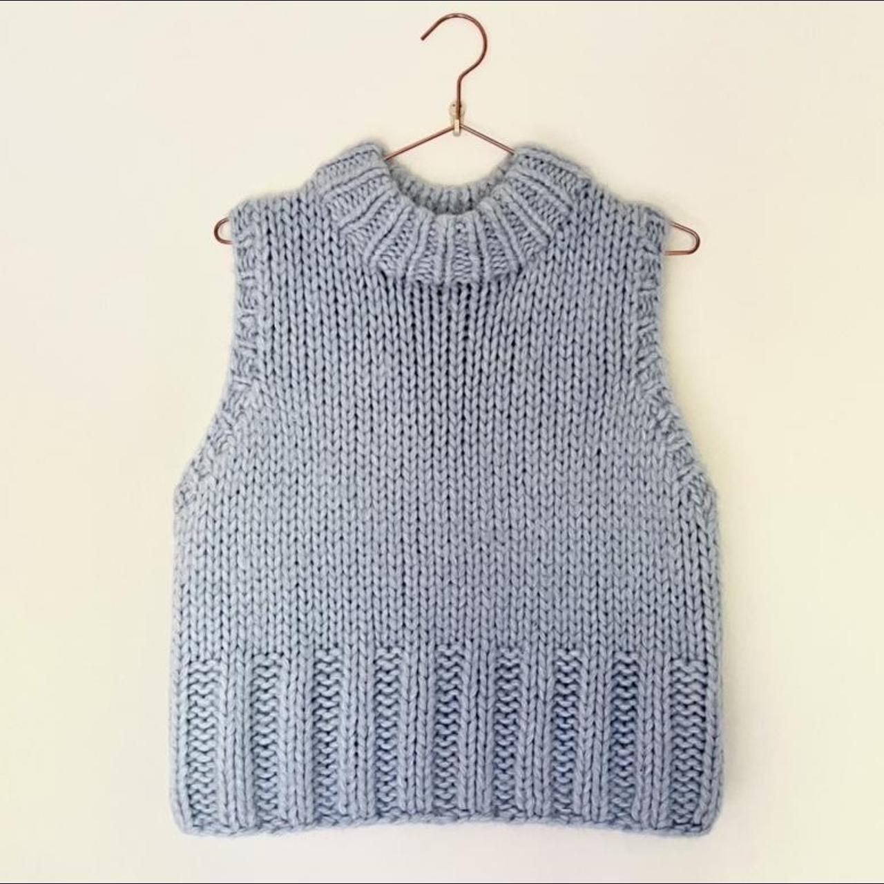 Light blue knitted sweater vest from Zara. Super... - Depop