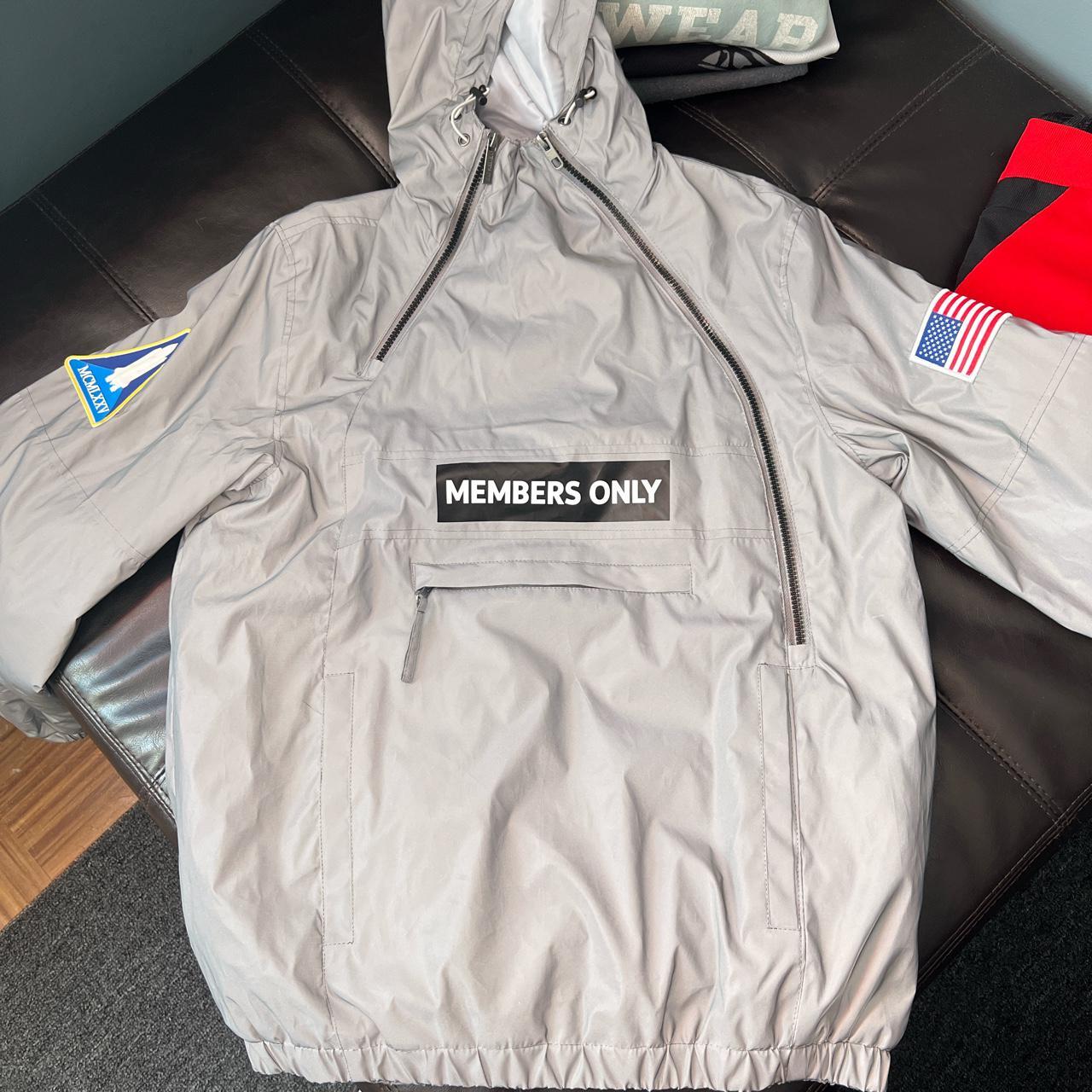 Members only shop silver grey jacket