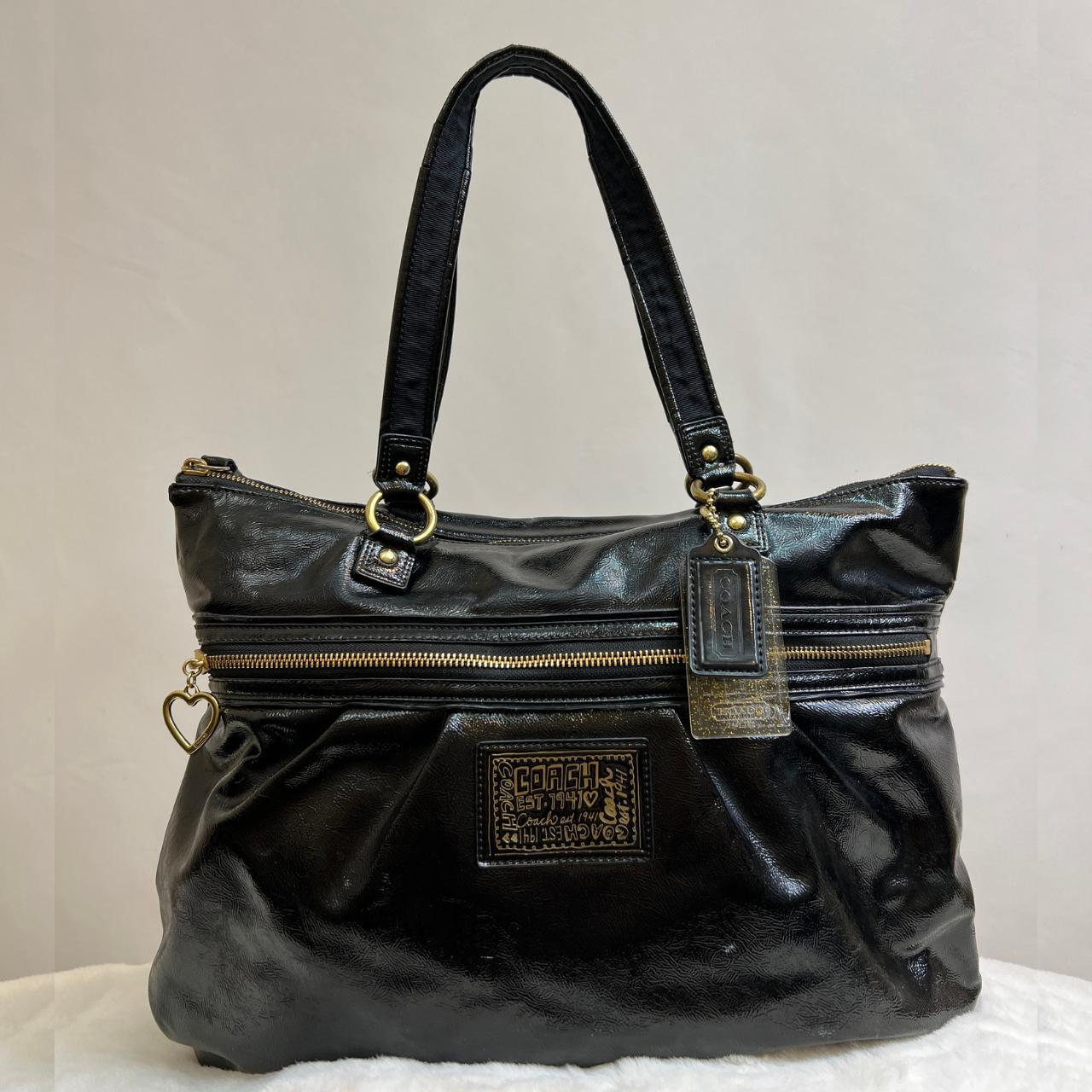 バッグ COACH handbag leather BLACK GOLD NWT Coach Ltd Legacy Black Leather Top Handle Brief Pocket