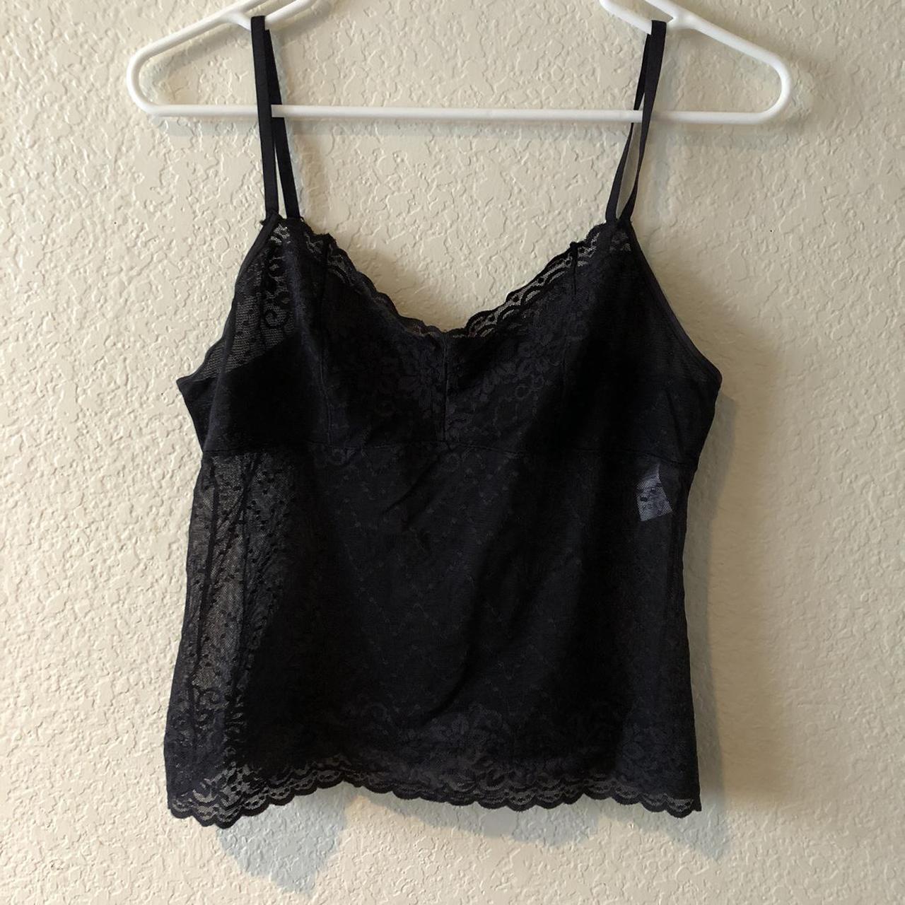 Black lace see-through cami top Top is in great... - Depop