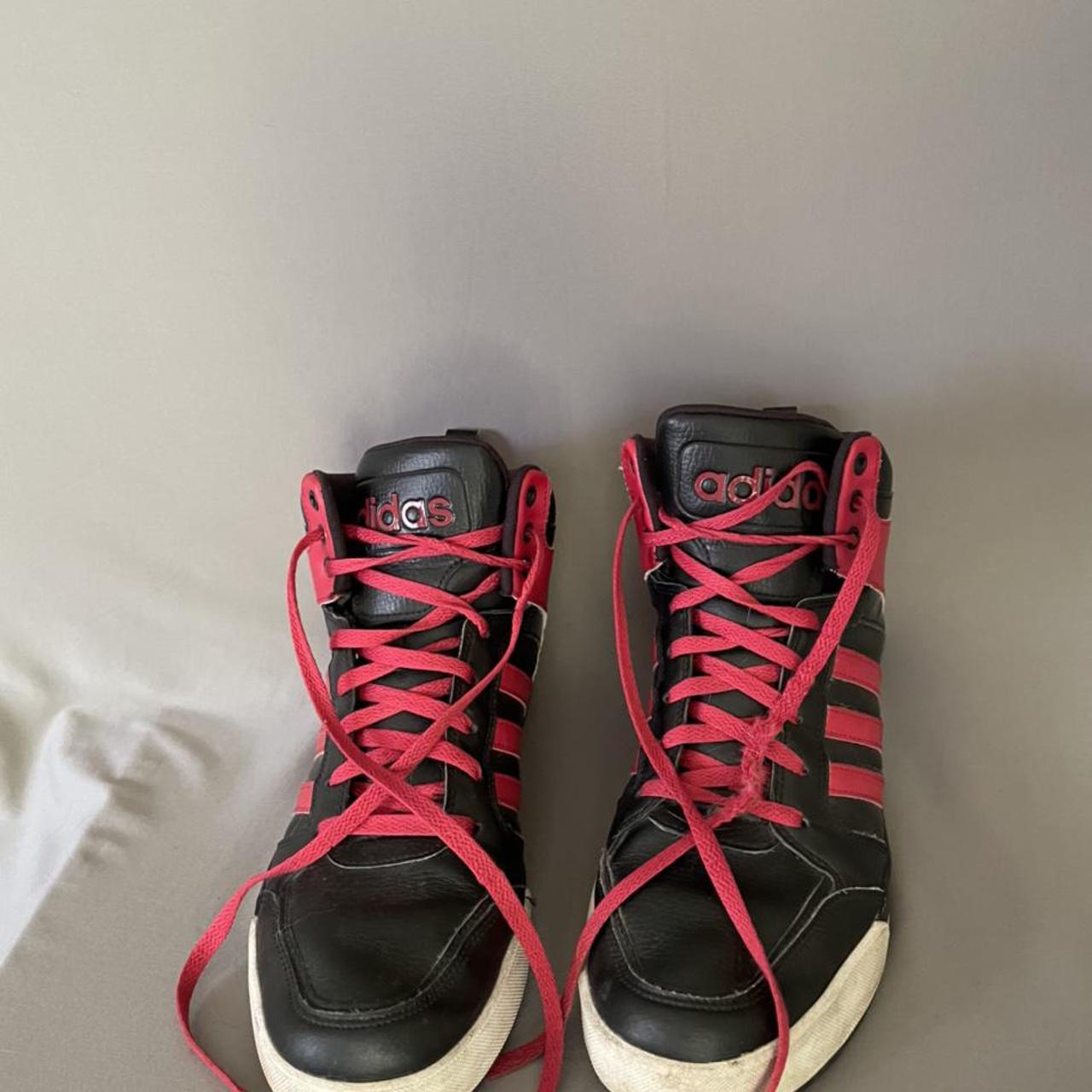 Adidas men s red and black high tops in size 12