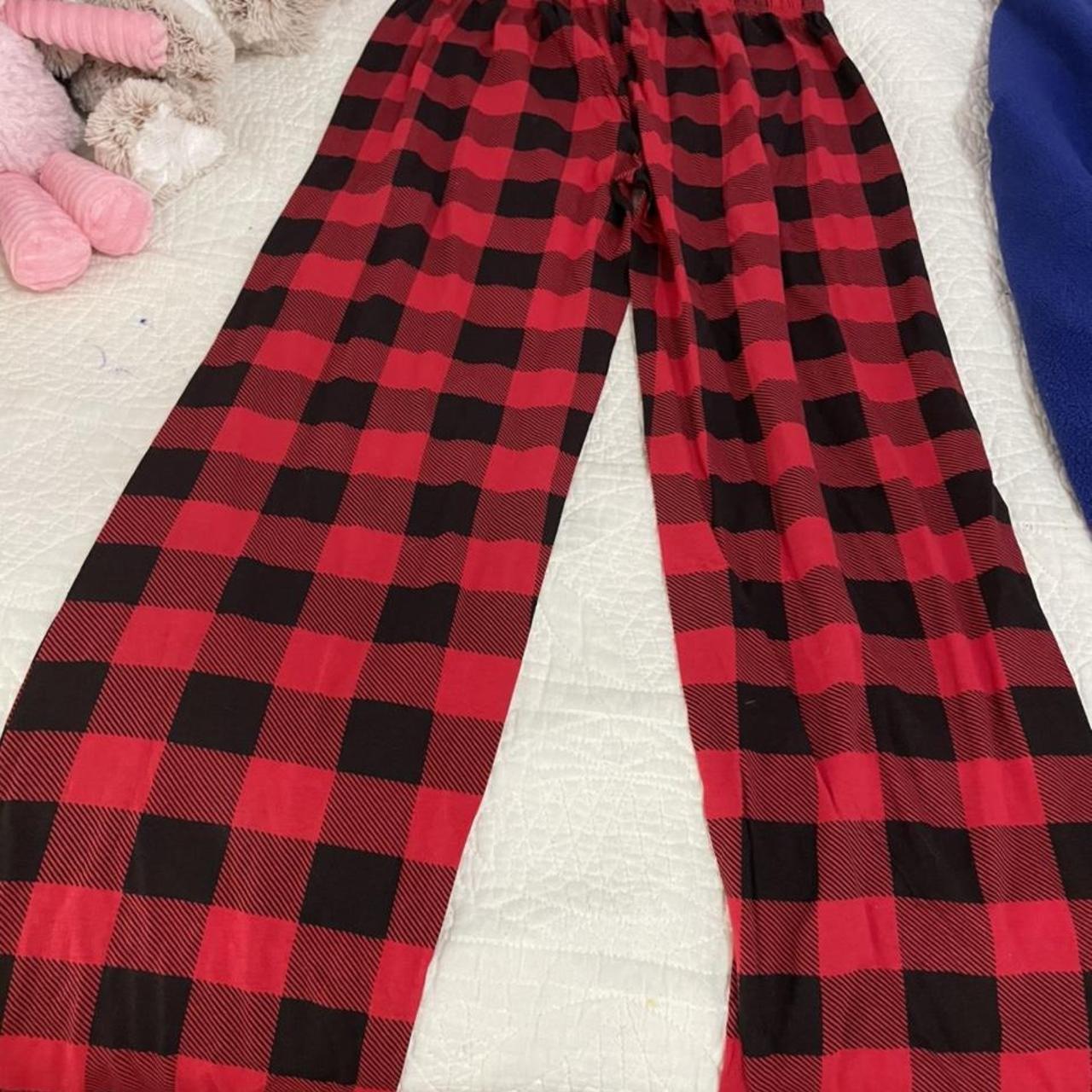 red and black plaid PJ pants. never been worn. - Depop