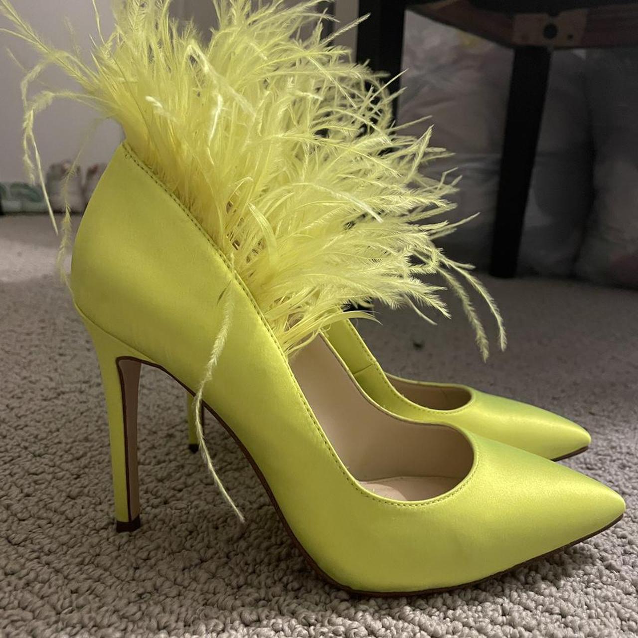 Yellow sales feather heels