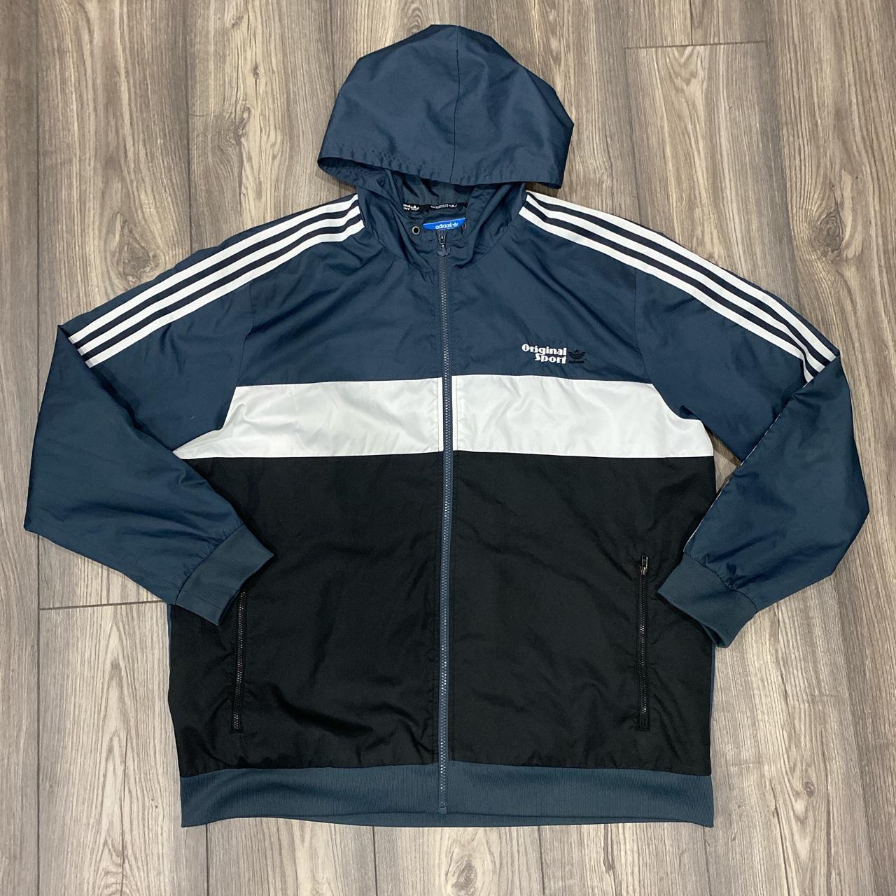 Adidas windbreaker jacket / shell jacket / coat Navy... - Depop