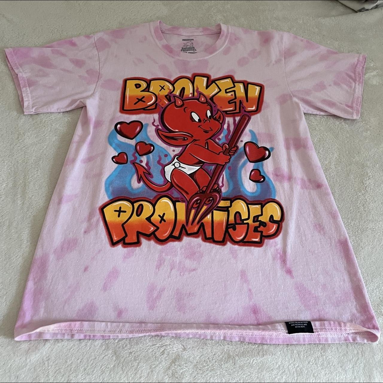 Broken Promises Brand Bleached Pink Tee Shirt SIZE... - Depop