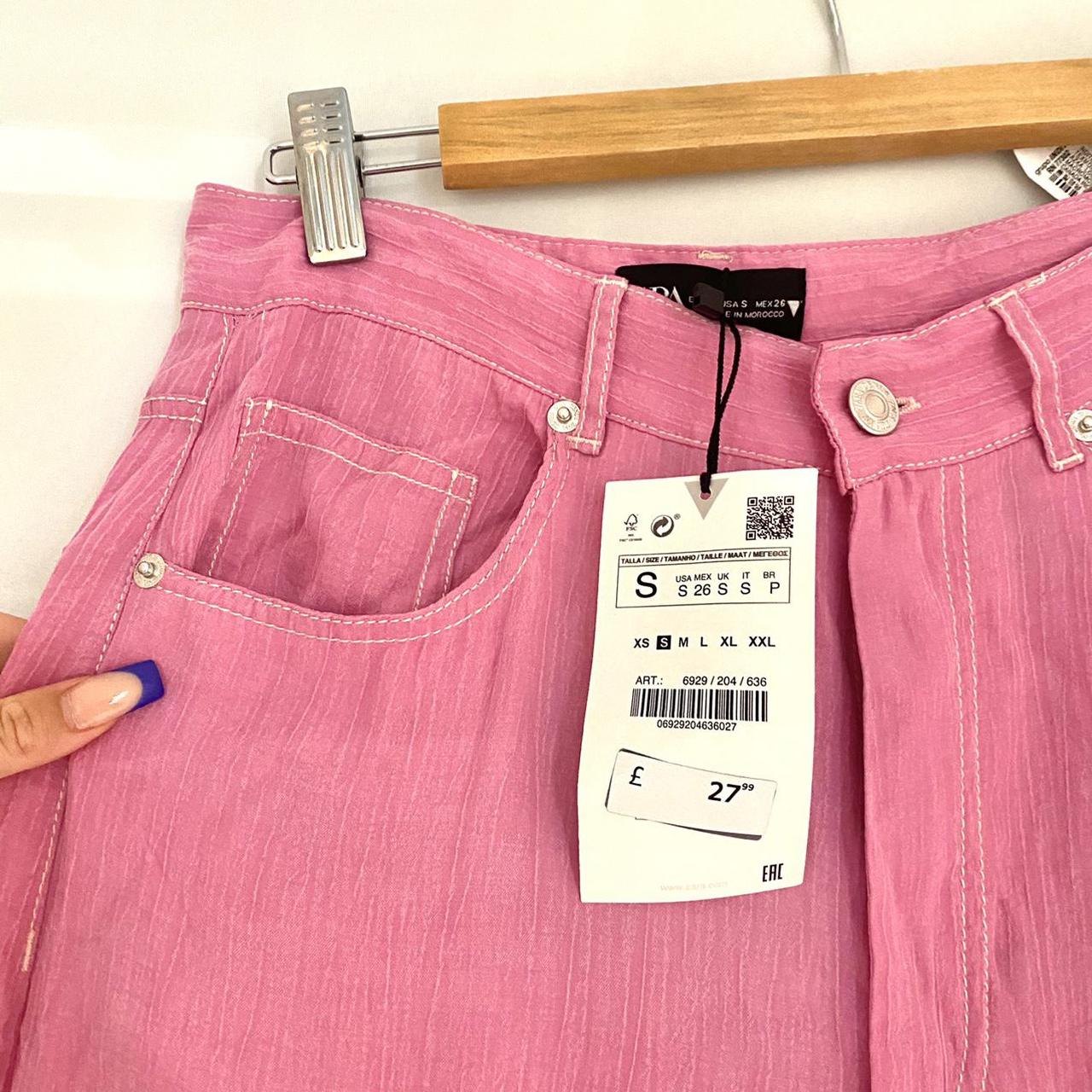 Zara pink wide leg Linen trousers NEVER WORN *tags - Depop