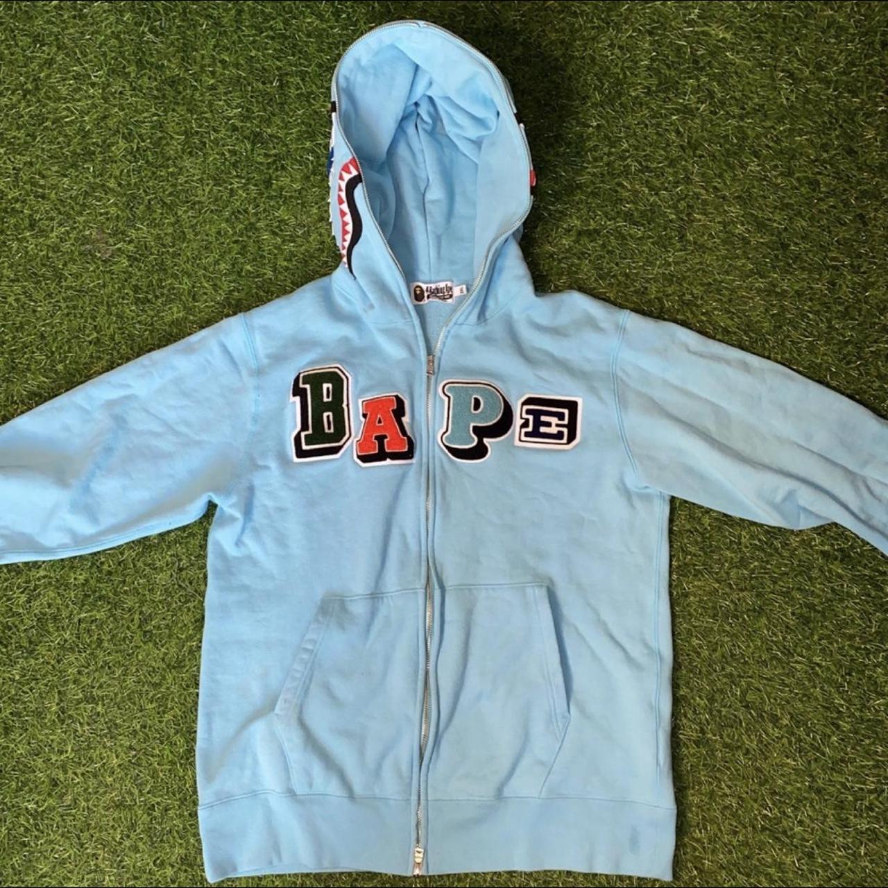 Bape zip best sale up hoodie blue