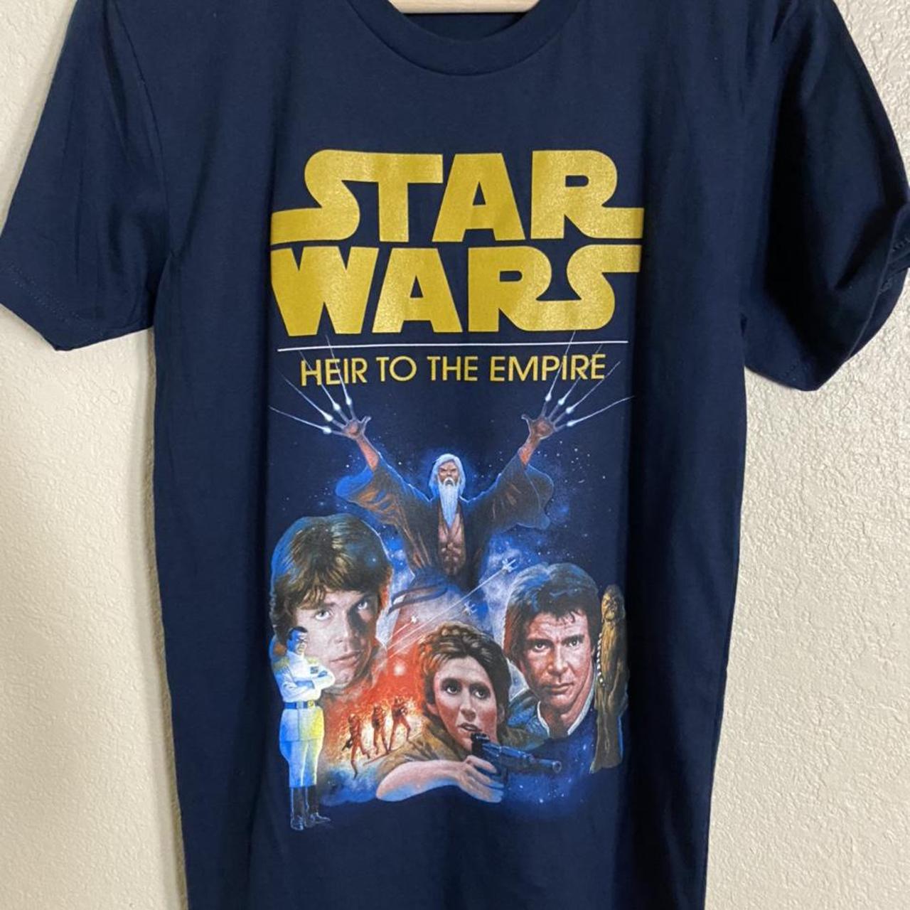 wraak Promotie opening Star Wars Men's Navy and Gold T-shirt | Depop