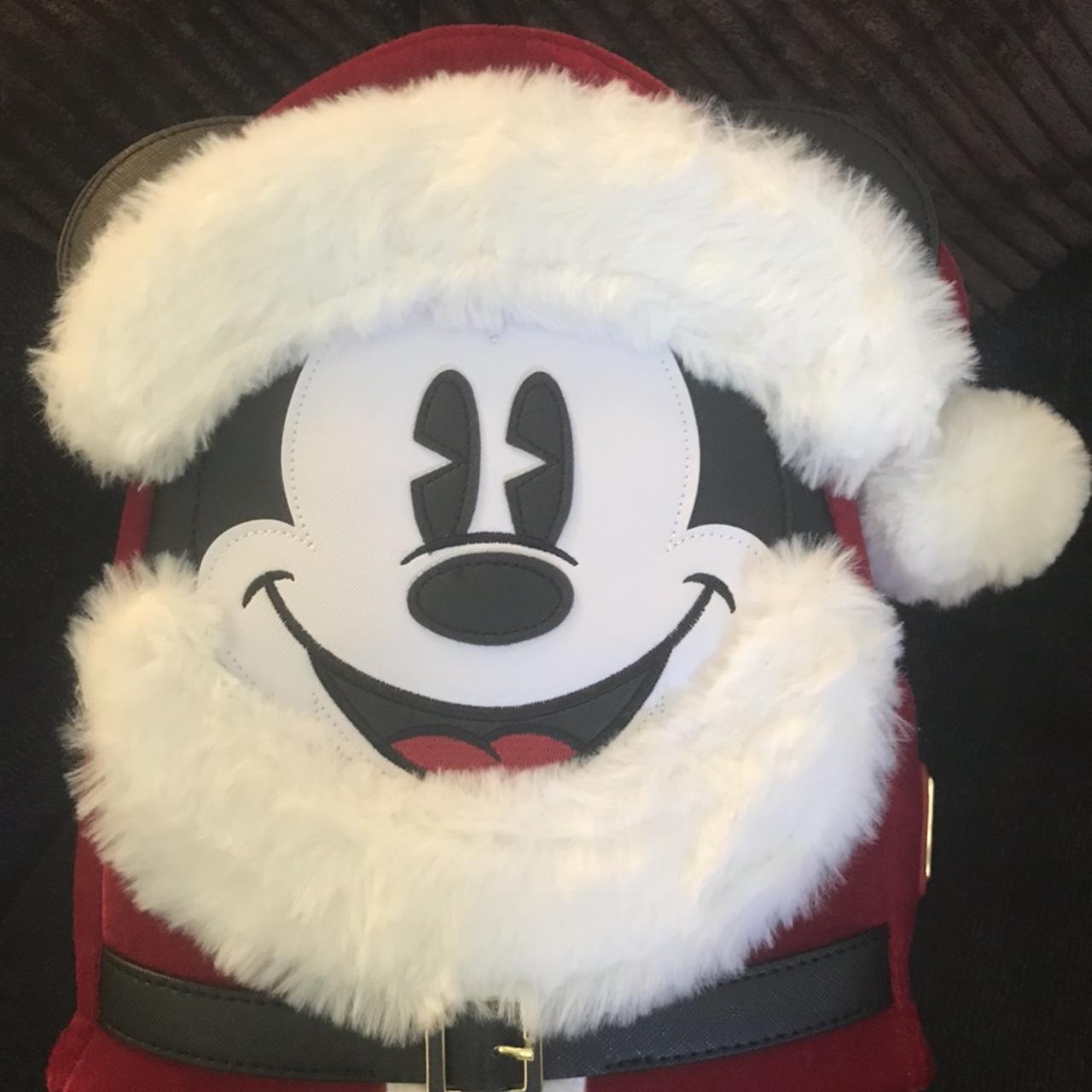 Mickey Santa Disney Loungefly Backpack. Red velvet