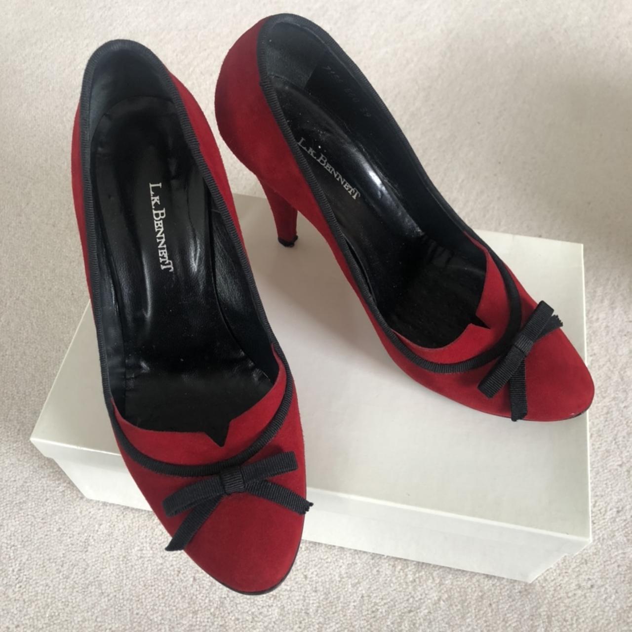 L.K. Bennett Originals - sexy red suede with black... - Depop