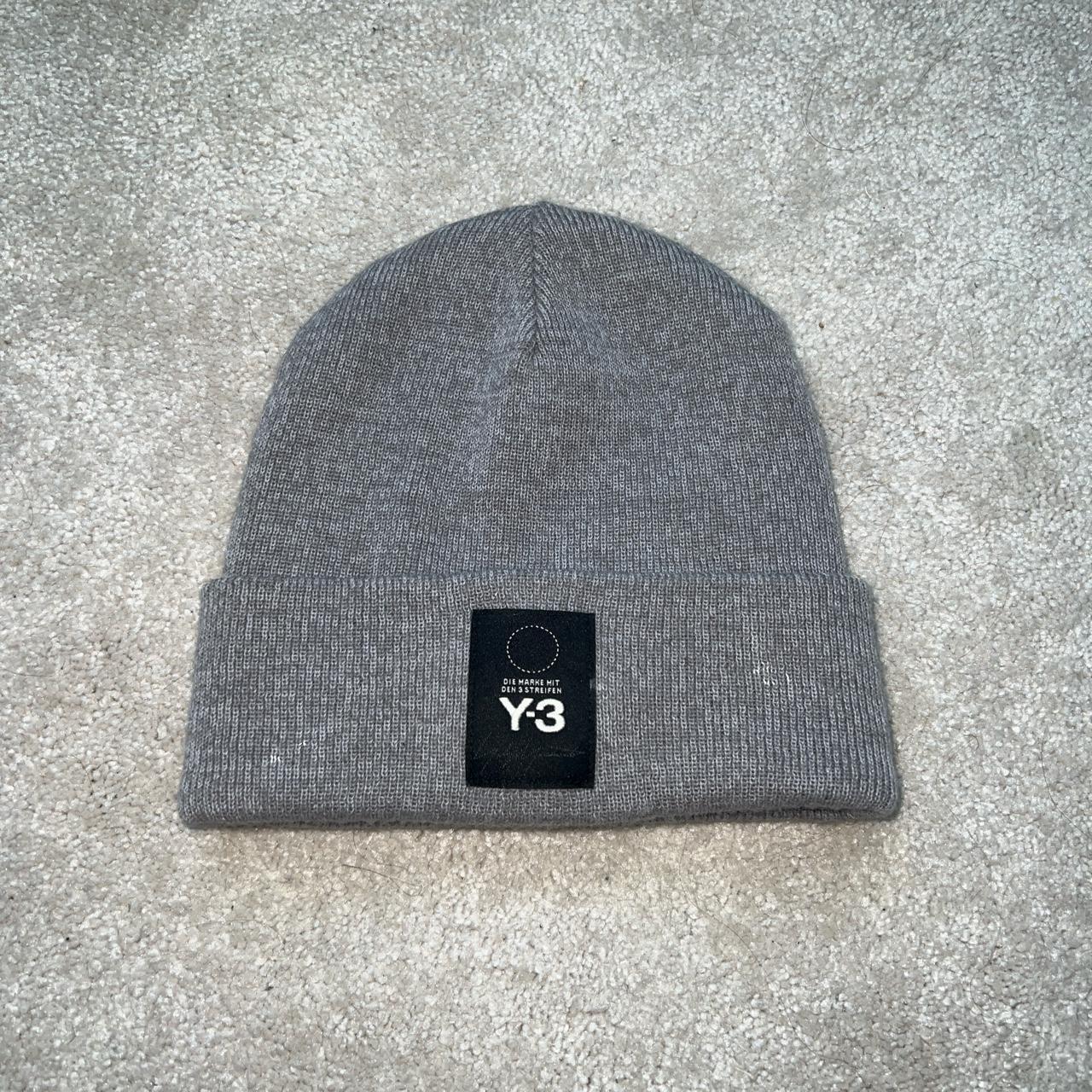 Y3 grey beanie, worn couple times, very good... - Depop