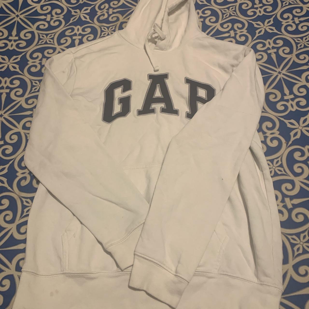 white GAP hoodie i cant tell if theres discoloration Depop