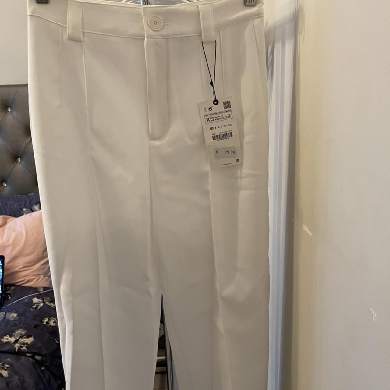 Zara full length pants in color ecru Have 2 sizes... Depop