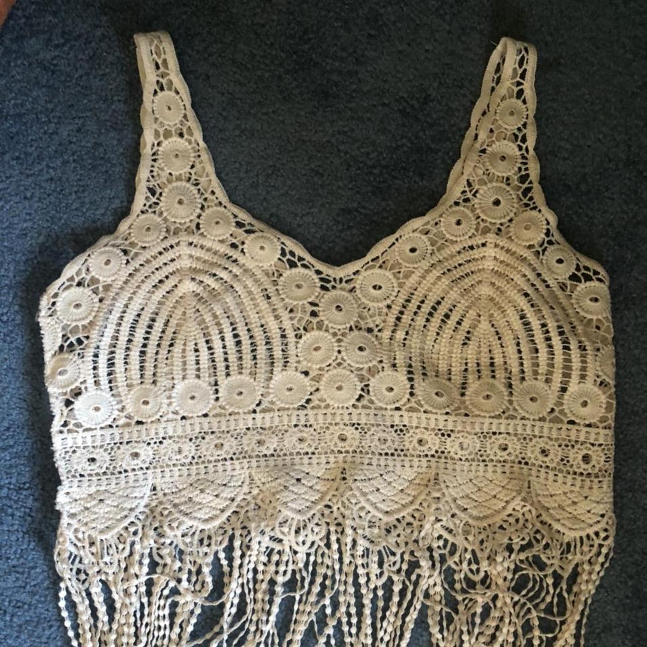 hippie crochet top with frills at the bottom!! super... - Depop