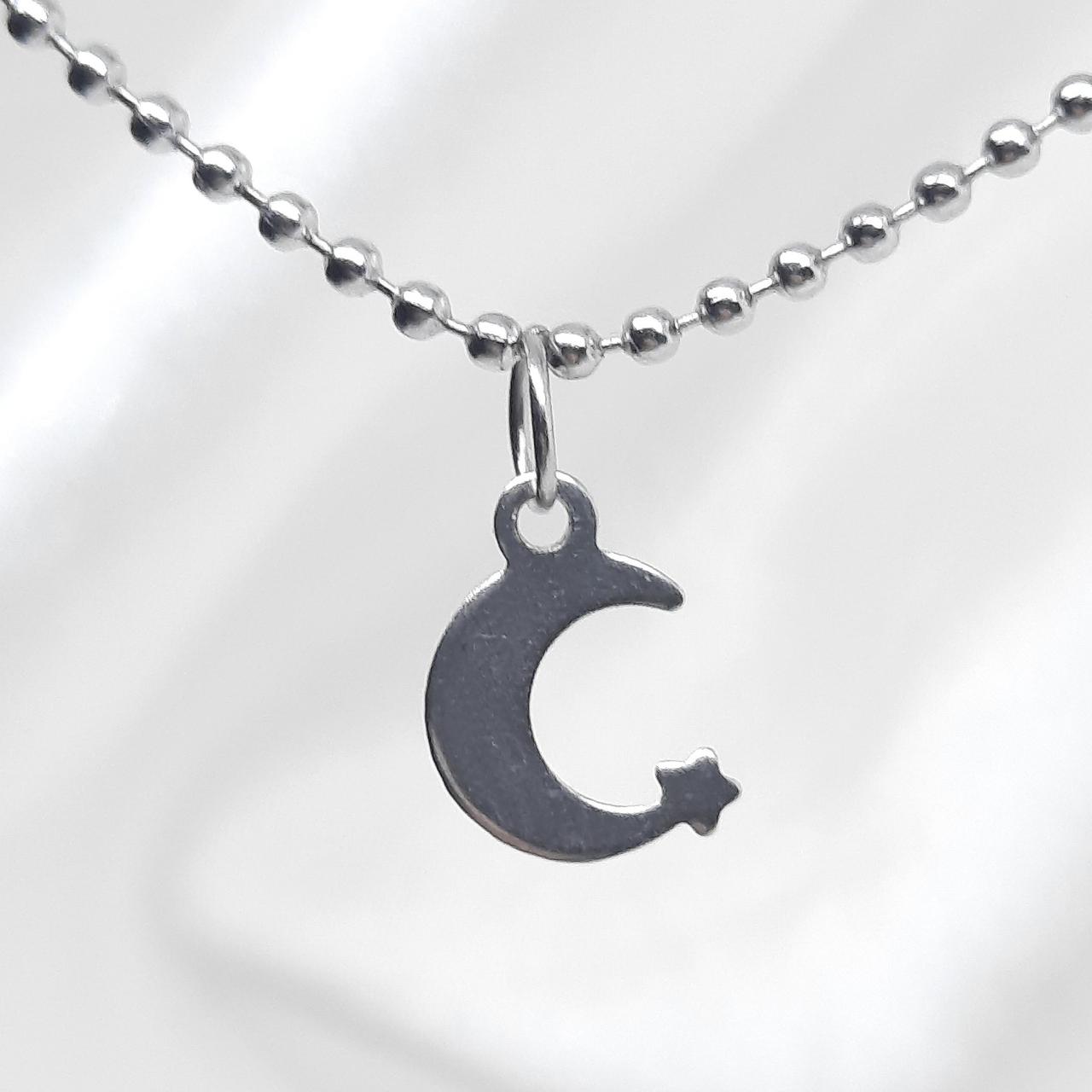 🌙Moon and Star Necklace🌟 Handmade ballchain... - Depop