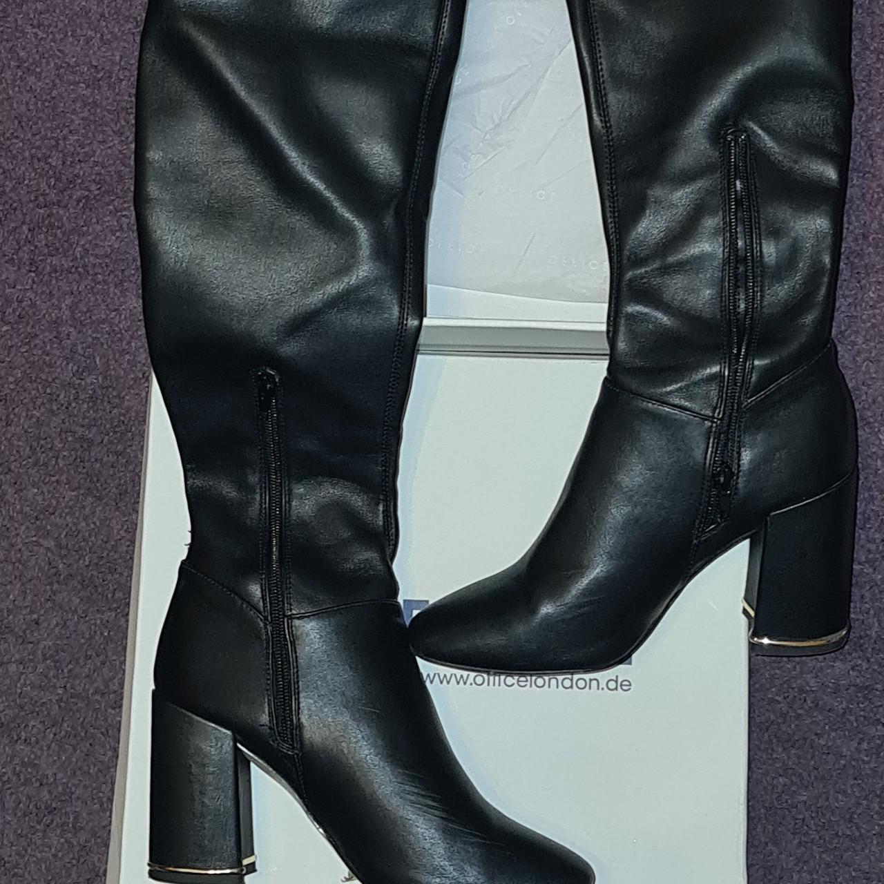 Katch- Black Block heel over the knee boot - Size 5.... - Depop