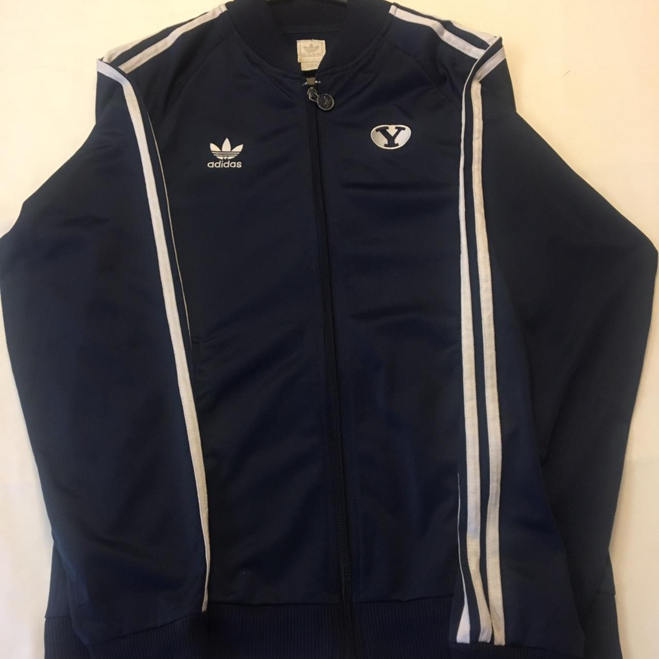 Navy Adidas Jacket with ‘Y’ embroidered Excellent... - Depop