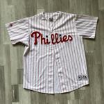 Y2K Philadelphia Phillies Size XL red jersey button - Depop