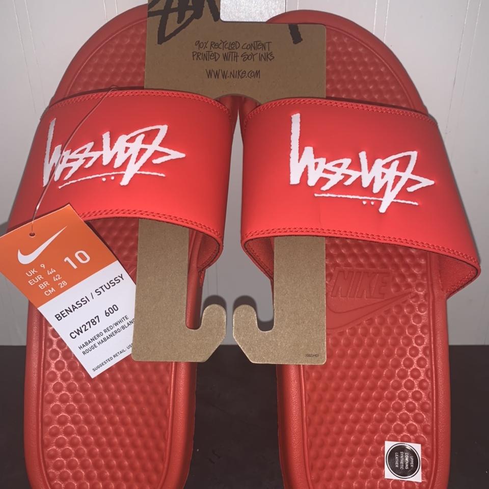 Nike Benassi x Stussy Slides Size 10 Brand New in Depop