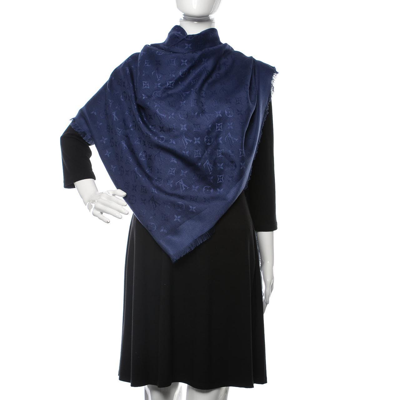 Pre-Owned Monogram Shawl Electric Blue ($395) ❤ liked on Polyvore
