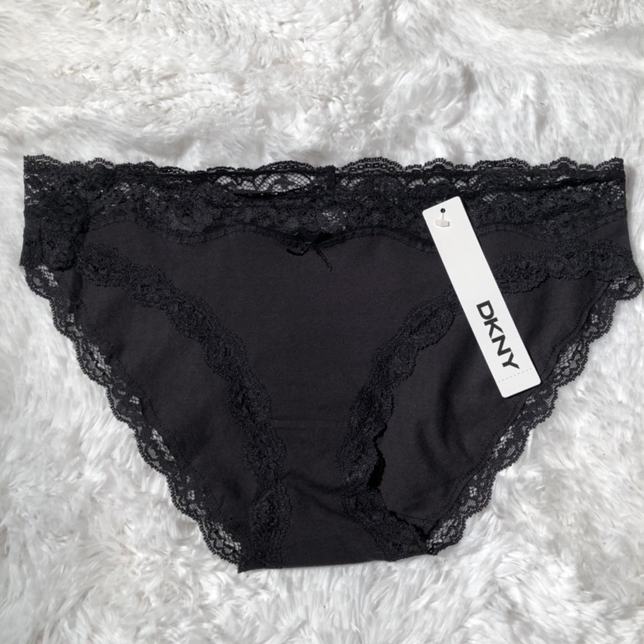 New DKNY woman’s black lace trimmed Panty with the... Depop