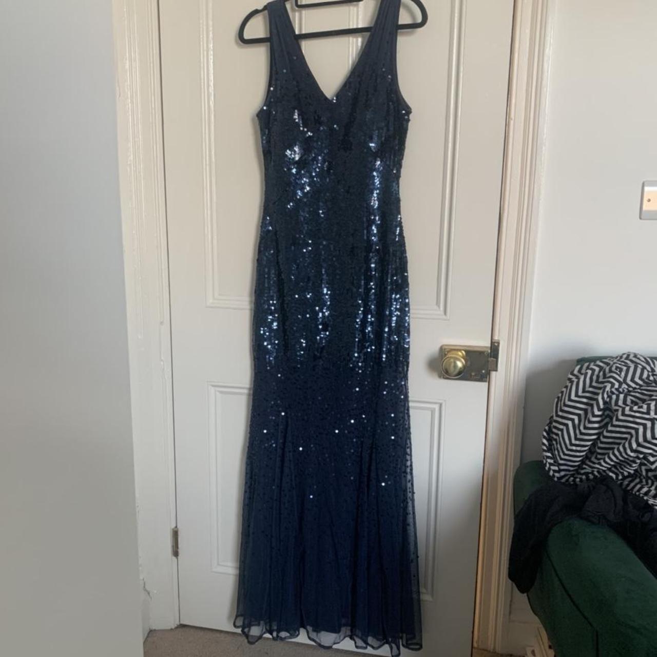 John Lewis navy fishtail maxi formal prom... - Depop