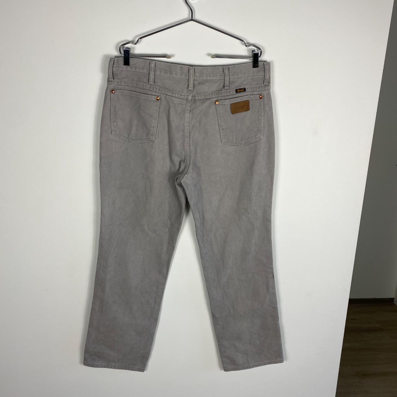 Wrangler Grey Denim Casual Pants Mens Size 36x30... - Depop