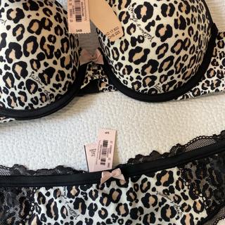 victoria's secret Teal cheetah print push bikini - Depop