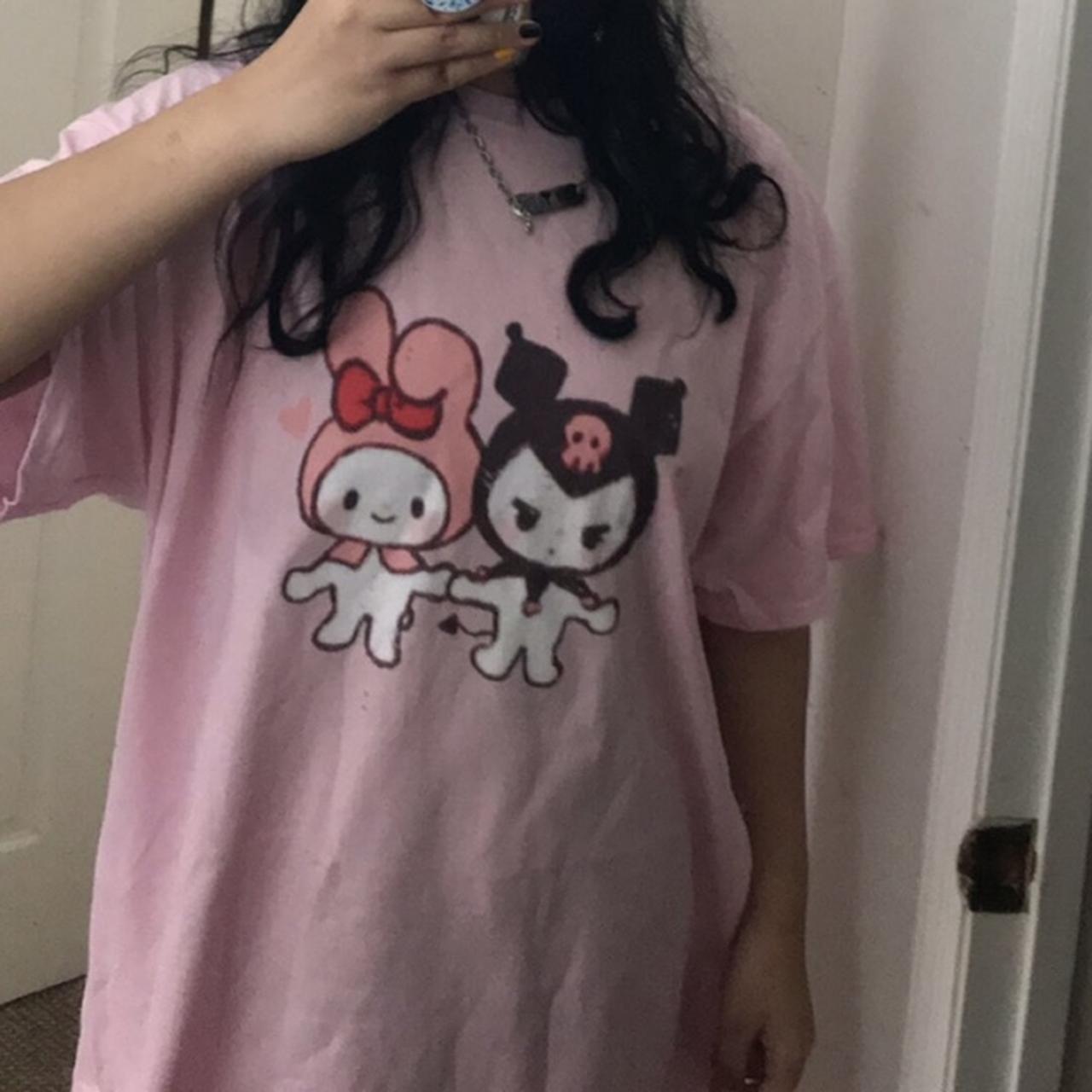 Kawaii Polyester Kuromi My Melody Cinnamorol Hello Kitty Y2K T-Shirt Street  Aesthetic T-Shirt Bratz Leisure Relaxed T-Shirt