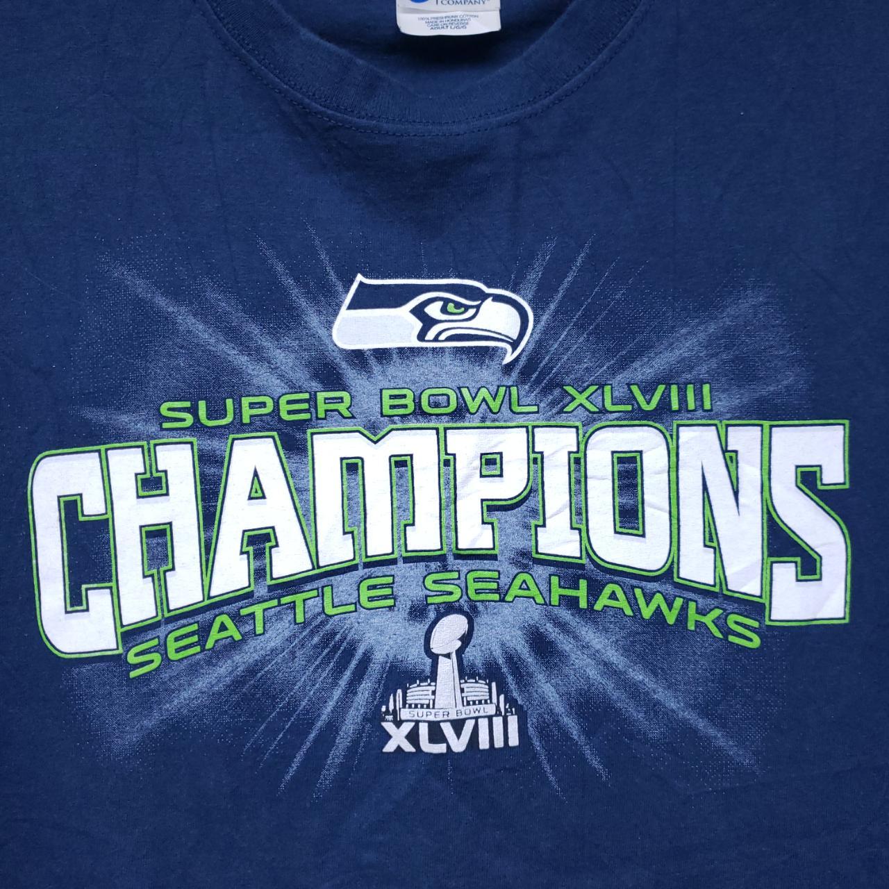 Seahawks Super Bowl 48 Tee Size large No tears - Depop