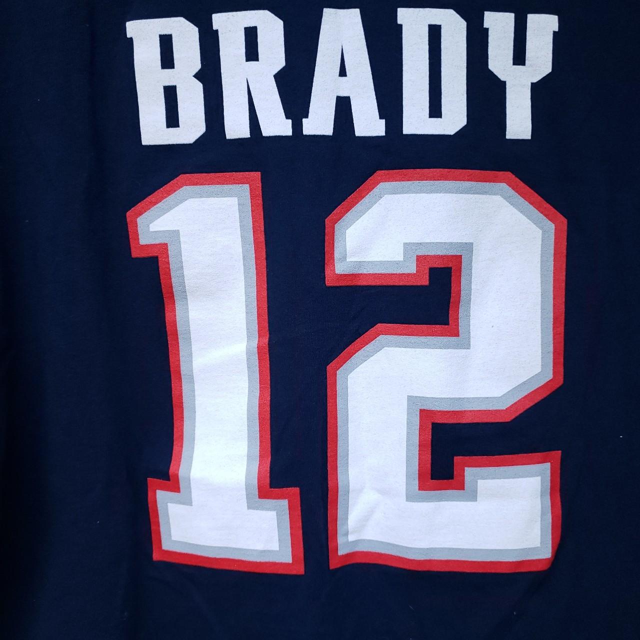 NFL Team Apparel Blue Tom Brady #12 New England Patriots T-Shirt Men's Size  L