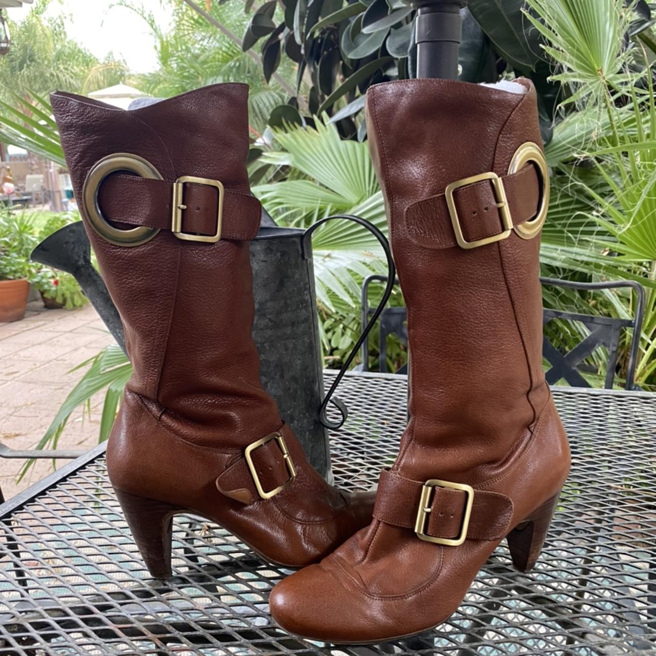 BCBG 90s vintage Carmel leather mid cuff boots Depop